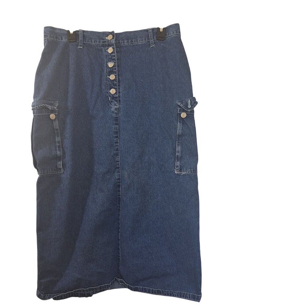Pace Jean Skirt button fly pockets modest 100% cotton size 18